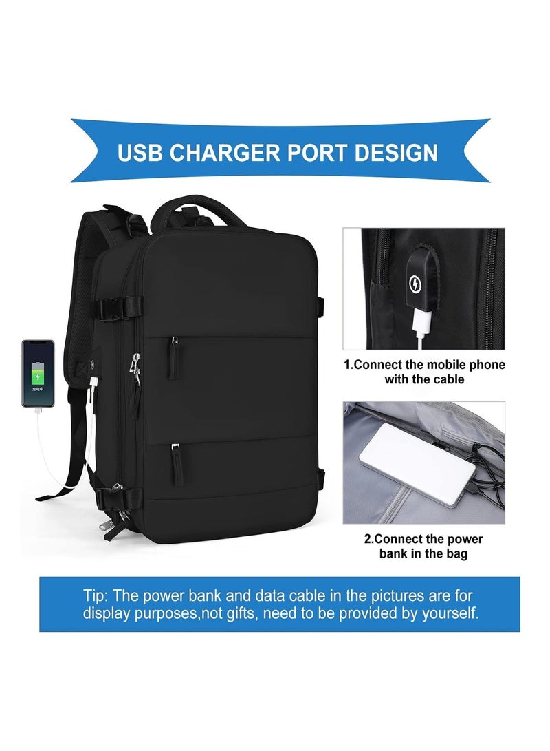 اكسيسن حقيبة سفر كبيرة للسفر للرجال، حمل على حقيبة ظهر، حقيبة ظهر للتنزهات رياضية في الهواء الطلق حقيبة ظهر غير رسمية للسفر أثناء النهار (أسود) - Image 3