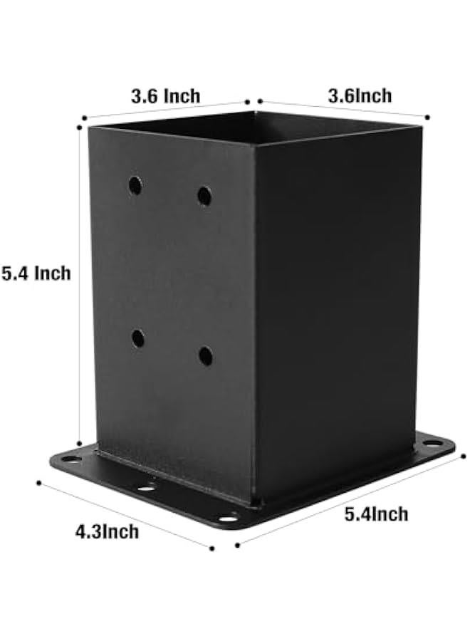 Arabest 4×4 Post Base 8 Pcs,Deck Post Brackets,Inner Size (3.6 x3.6“Heavy Duty Powder-Coated Steel Post Bracket Fit for Outdoor Pavilion, Deck Railing ,Support Deck Base Plate,Pergola - Image 2