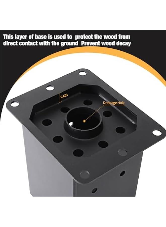 Arabest 4×4 Post Base 8 Pcs,Deck Post Brackets,Inner Size (3.6 x3.6“Heavy Duty Powder-Coated Steel Post Bracket Fit for Outdoor Pavilion, Deck Railing ,Support Deck Base Plate,Pergola - Image 3