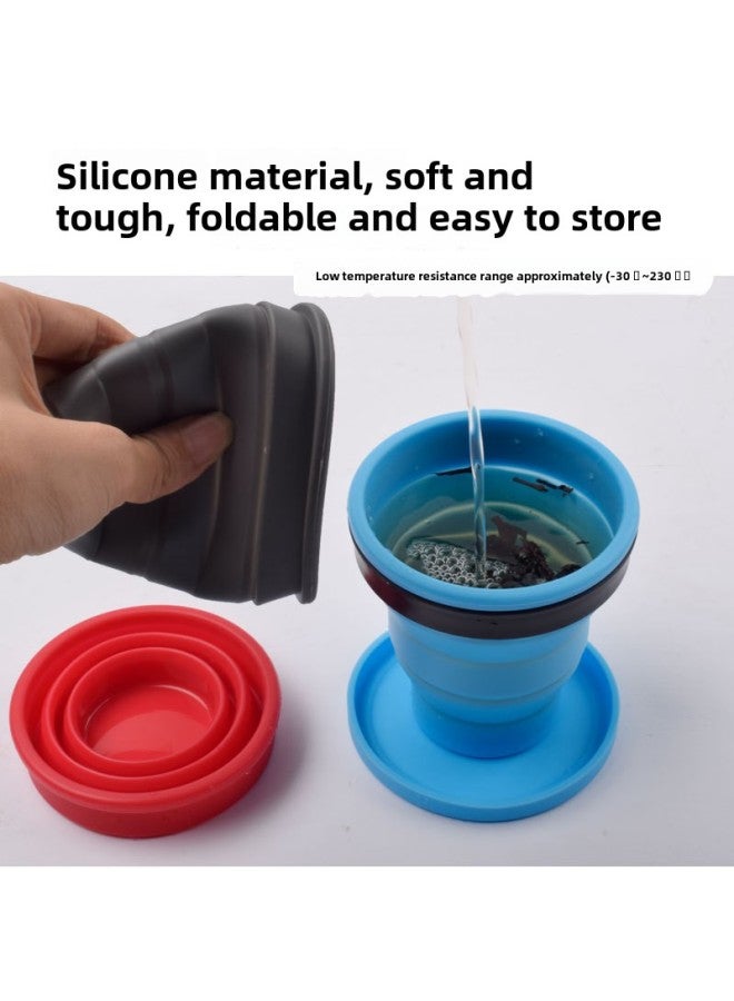 Hard Silicone Folding Cup Creative Travel Mouthwash Cup Foldable Portable Water Cup Folding Travel Outdoor Water Cup-Color:♥❣No Cover With Reinforcement Ring❣♥-Capacity:♥❣Grey❣♥ - Image 4