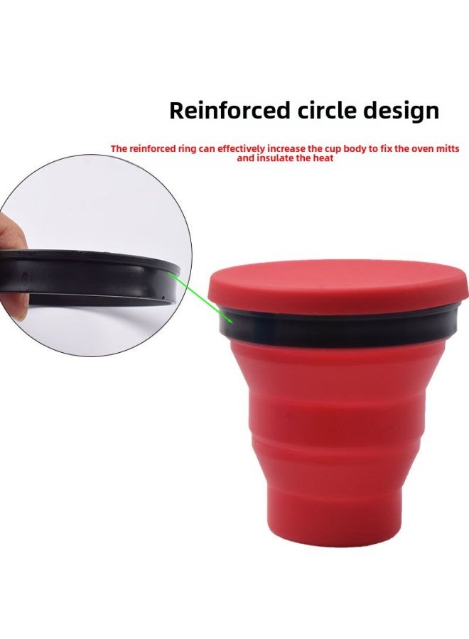 Hard Silicone Folding Cup Creative Travel Mouthwash Cup Foldable Portable Water Cup Folding Travel Outdoor Water Cup-Color:♥❣No Cover With Reinforcement Ring❣♥-Capacity:♥❣Grey❣♥ - Image 5