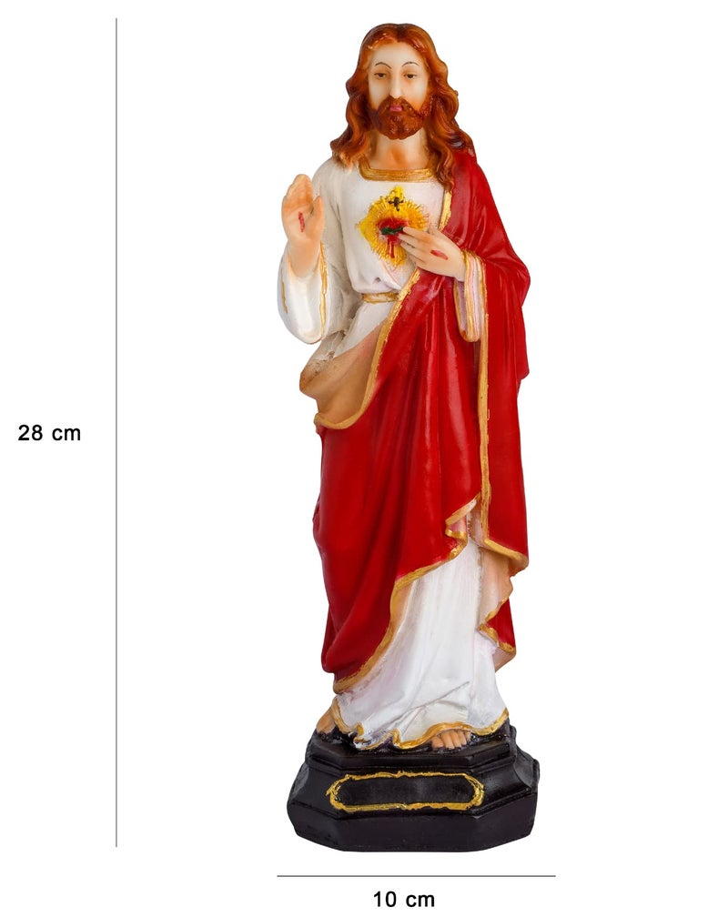 Newven Poly Marble Jesus Statues Christian Gifts Home Decor God Idol Showpiece Catholic Decoration for Table Wall Figurine House Warming Wedding Anniversary, Multicolour, 28x9x8cm - Image 3