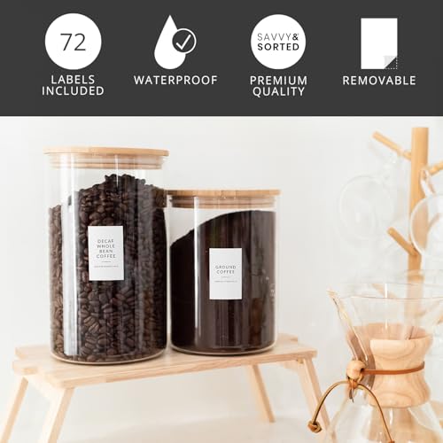 SAVVY & SORTED Coffee Bar Essentials Labels Stickers | 72 Coffee Syrup Labels Coffee Station Organizer - Image 2