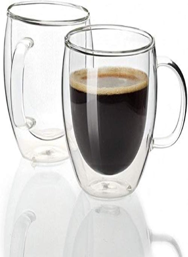 AKDC Arabest Espresso Cups， Shot Glass Coffee 5 Oz Set Of 2 ， Double Wall Insulated Glass Mugs With Handle, Everyday Coffee Glasses Cups Perfect For Espresso Machine And Coffee Maker - Image 3