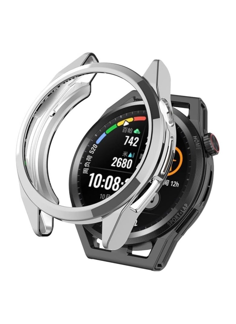 حافظة متوافقة مع ساعة Huawei Watch GT Runner، غطاء ناعم من مادة TPU مقاوم للصدمات، واقي نحيف ممتص للصدمات (فضي)