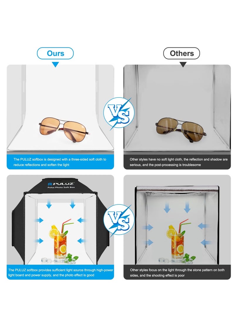 PULUZ - Upgrade Light Box & Soft Box 40cm 16"x16" Inches Professional Shooting Tent with 480 LED Lights Photo Studio Light Box Photography with 4 Color PVC Backdrops for Jewelry and Product Photography - Image 1