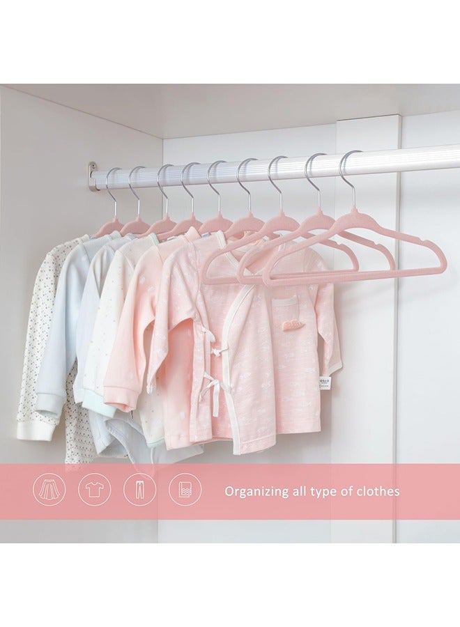 RollsTimi  100-Piece Velvet Non-slip Suit Clothes Hangers,360° Rotating Hook Pink - Image 4