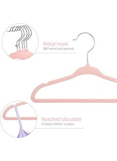 RollsTimi  100-Piece Velvet Non-slip Suit Clothes Hangers,360° Rotating Hook Pink  - Image 3