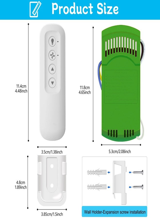 COREBAY Ceiling Fan Remote Control Kit with Receiver, Replacement for Hunter 99770, 99772, 99392, 99813, Universal 3-Speeds Remote Control Kit, Fans Control with Dimmer - Image 4