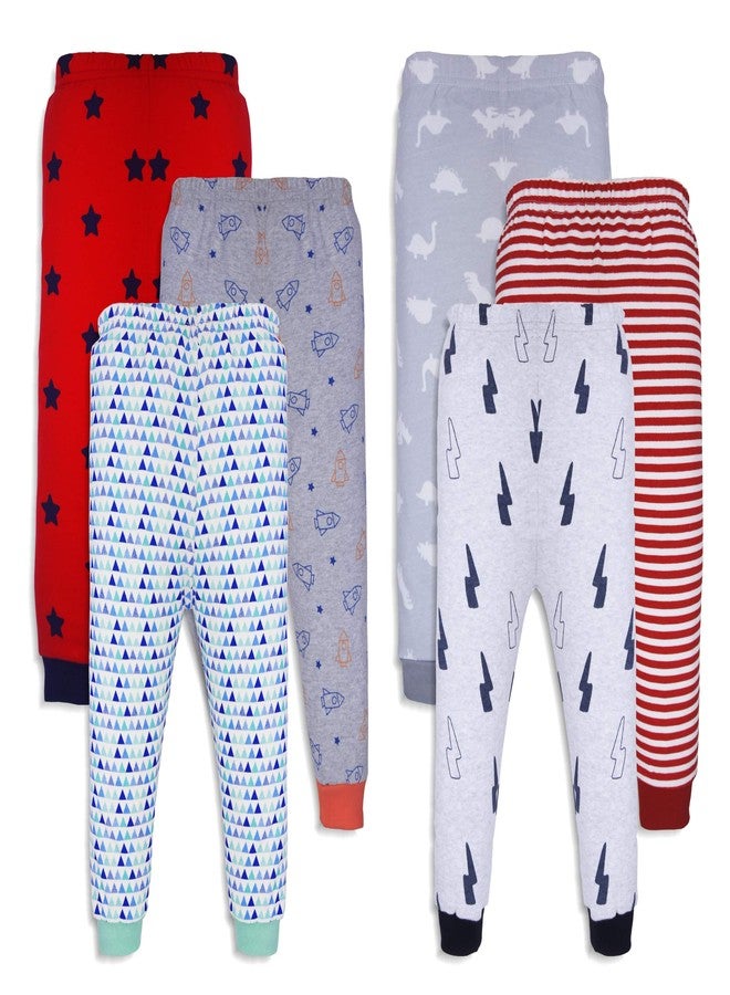 X2O Baby Unisex Cotton Regular Fit Rib Pants with Cute Prints (Multicolour, 5-6 Years) - Pack of 6 - Image 1
