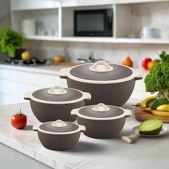 Nabhya Stainless Steel Insulated Casserole Set Of 4 | Kitchen Hot Pot For Storing And Serving Roti, Curry, Biriyani 4pc Casserole Set For Gifting | 500+1000+1500+2000 ml (Pack of 4) (Brown) - Image 3