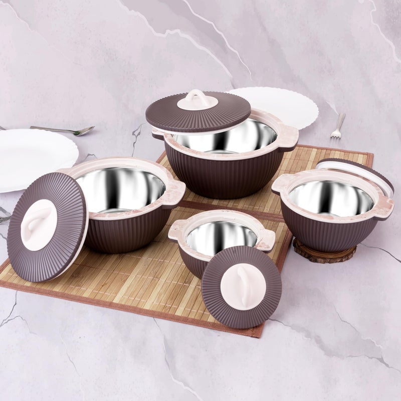 Nabhya Stainless Steel Insulated Casserole Set Of 4 | Kitchen Hot Pot For Storing And Serving Roti, Curry, Biriyani 4pc Casserole Set For Gifting | 500+1000+1500+2000 ml (Pack of 4) (Brown) - Image 5