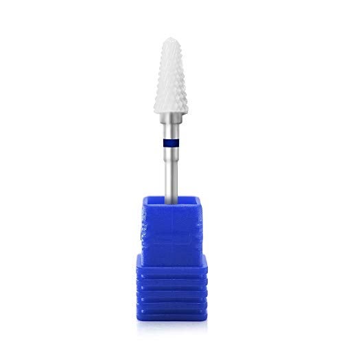 Rolabling Ceramic Nail Drill Bit White Flame Nail Drill Bit for Electric Drill Manicure Machine Nail Salon Tool (Medium Blue) - Image 1