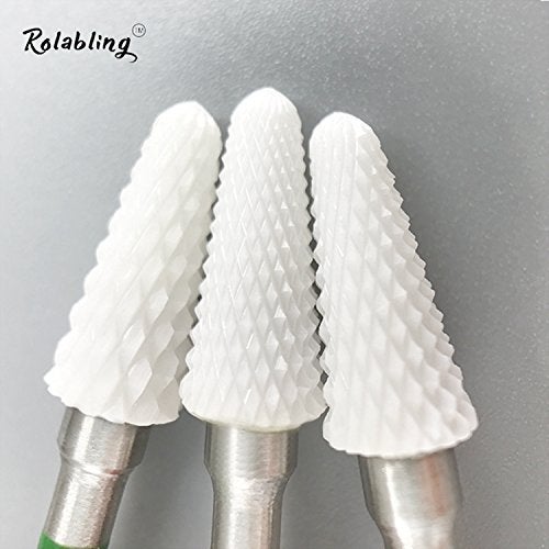 Rolabling Ceramic Nail Drill Bit White Flame Nail Drill Bit for Electric Drill Manicure Machine Nail Salon Tool (Medium Blue) - Image 4