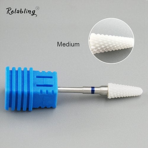 Rolabling Ceramic Nail Drill Bit White Flame Nail Drill Bit for Electric Drill Manicure Machine Nail Salon Tool (Medium Blue) - Image 5