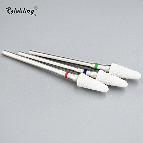 Rolabling Ceramic Nail Drill Bit White Flame Nail Drill Bit for Electric Drill Manicure Machine Nail Salon Tool (Medium Blue) - Image 3