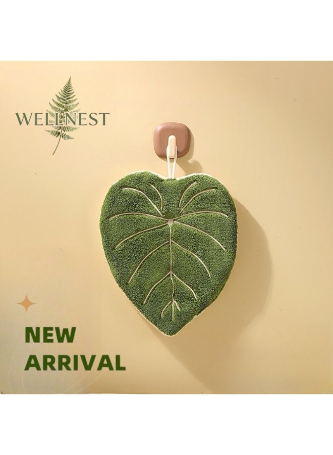 Green leaf Pattern Hand Towels – Super Absorbent, Soft & Unique Design for Everyday Use - Image 1