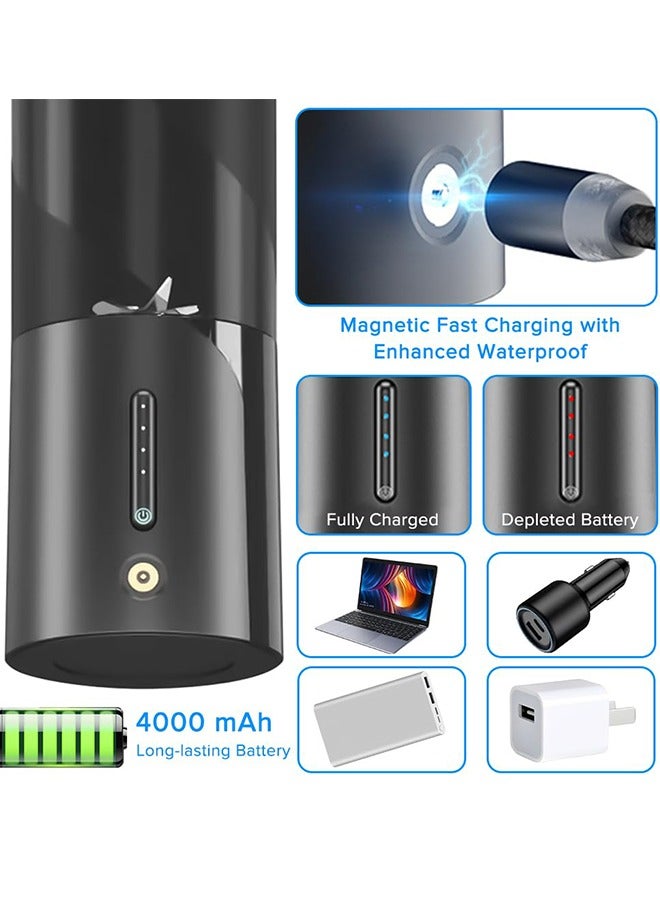 Portable Blender, Personal Size Blender for Shakes and Smoothies with 6 Ultra Sharp Blades, 16 Oz Mini Blender USB Rechargeable Magnetic for Travel, Picnic, Office, Gym(Black)  - Image 4