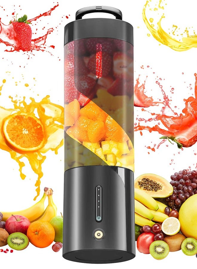 Portable Blender, Personal Size Blender for Shakes and Smoothies with 6 Ultra Sharp Blades, 16 Oz Mini Blender USB Rechargeable Magnetic for Travel, Picnic, Office, Gym(Black)  - Image 1