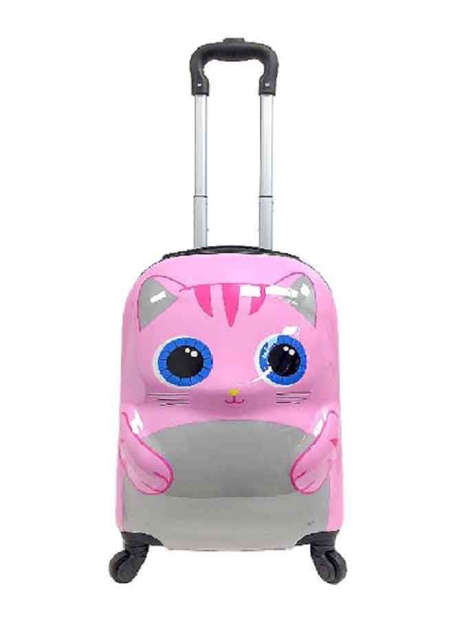 توتشي حقيبة عربة أطفال بمقبض تلسكوبي وبطبعة قطة لطيفة باللونين الوردي والرمادي، 18 انش T0394 - Image 1