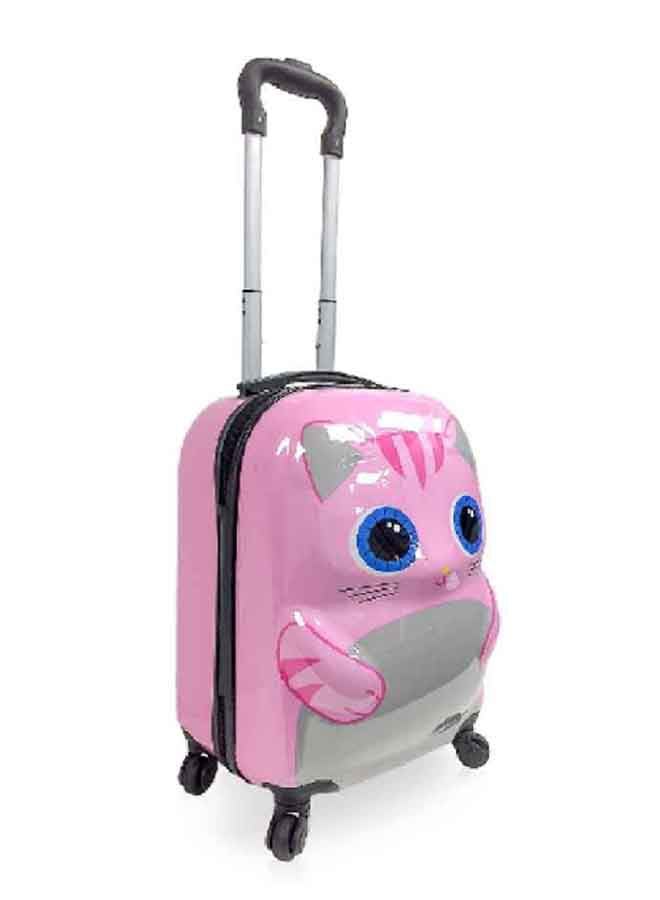 توتشي حقيبة عربة أطفال بمقبض تلسكوبي وبطبعة قطة لطيفة باللونين الوردي والرمادي، 18 انش T0394 - Image 2