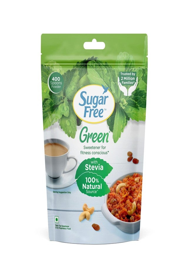 Sugar Free Green Stevia Pouch 400 g |100% Plant based Natural Sweetener | Equivalent to Sweetness from 1Kg Sugar | 100% Natural Stevia leaves| Sweet like Sugar but with zero calories - Image 1