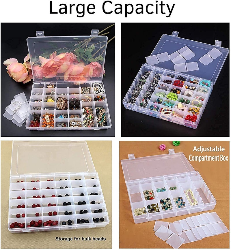 BIRZAR Plastic Organizer 36 Compartment Storage Box Adjustable Bead Container Rings Jewelry Case Home Organizer - Image 3