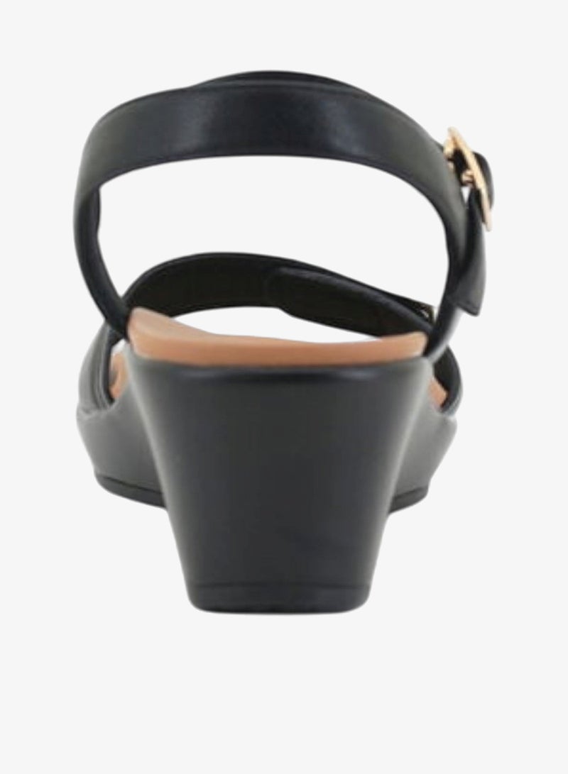 باتا صندل أسود بكعب عريض مع حزام قابل للتعديل - Image 3