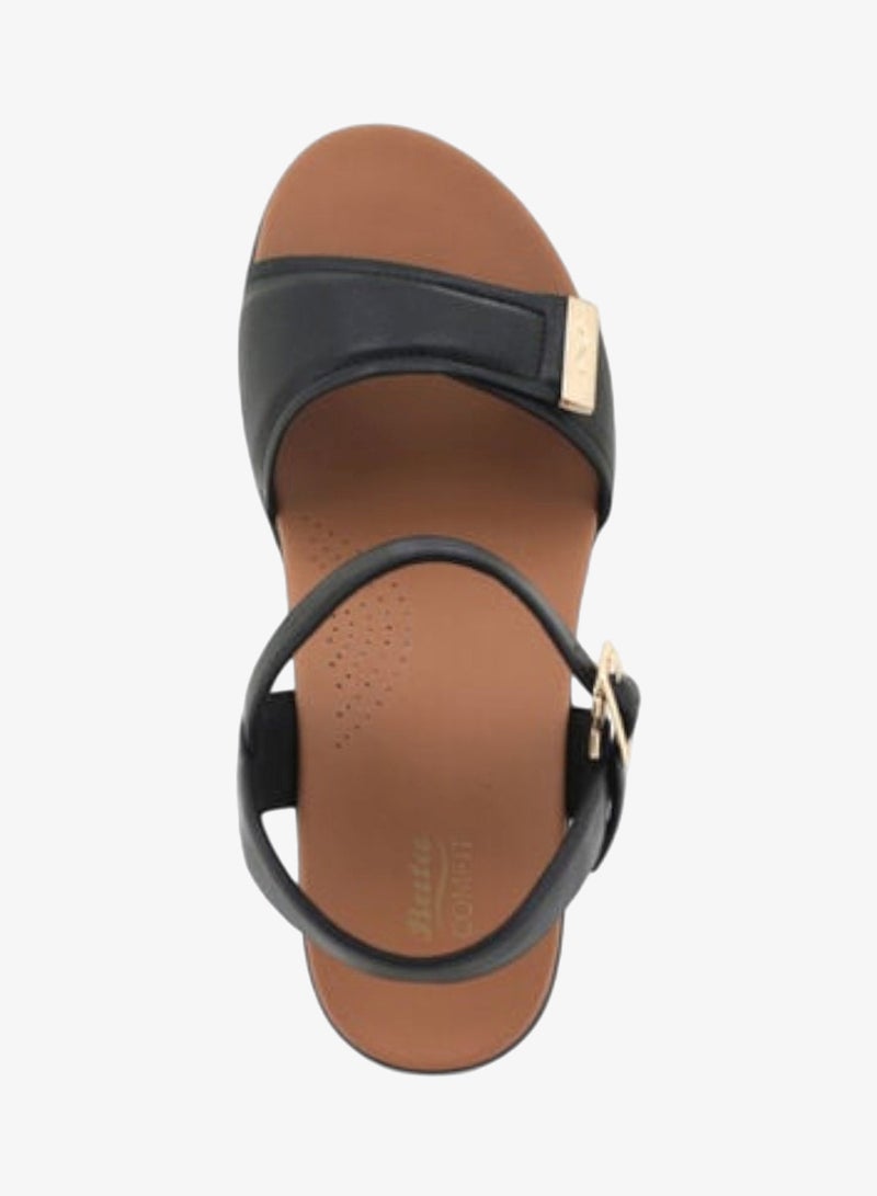 باتا صندل أسود بكعب عريض مع حزام قابل للتعديل - Image 4