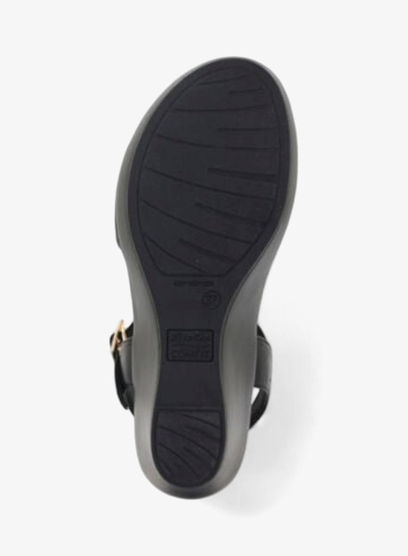 باتا صندل أسود بكعب عريض مع حزام قابل للتعديل - Image 5