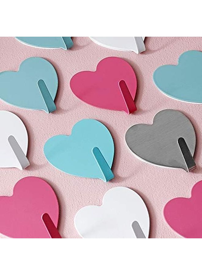 Pink Heart Shaped Sticky Hooks 12 Pack Stainless Steel Girls Room Decoration - Image 3