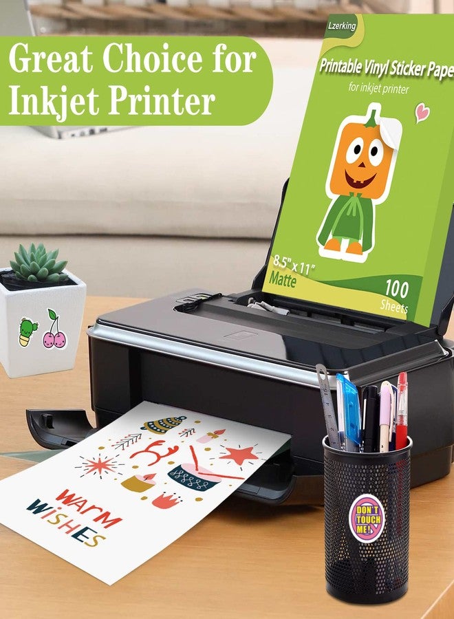 Lzerking Printable Vinyl Sticker Paper for Inkjet Printer 100 Sheets Matte White Waterproof 8.5x11 Inches - Image 4