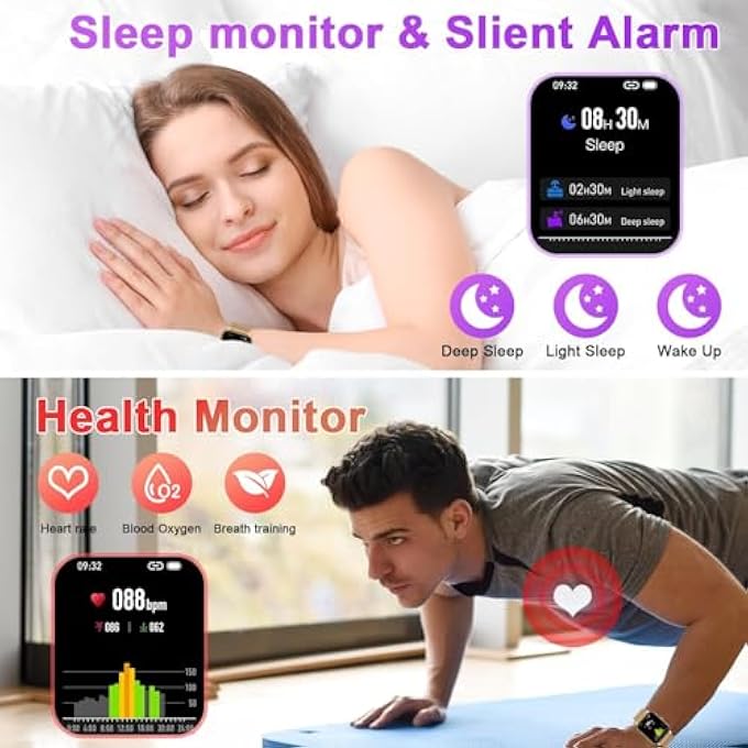 rayihni Smart Watch With Bluetooth Calling, Health Monitor, Sleep Tracker, Gold Mesh Band, Compatible With Iphone And Android - Image 4