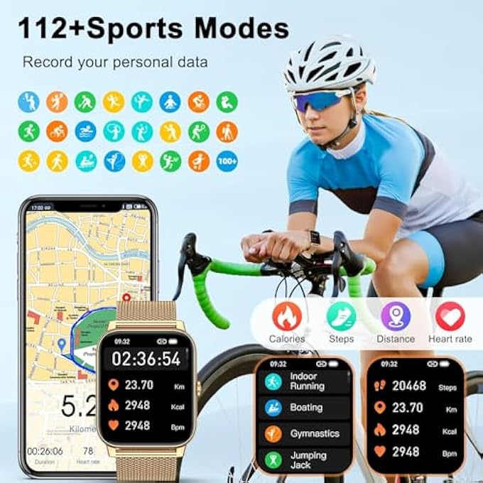 rayihni Smart Watch With Bluetooth Calling, Health Monitor, Sleep Tracker, Gold Mesh Band, Compatible With Iphone And Android - Image 5