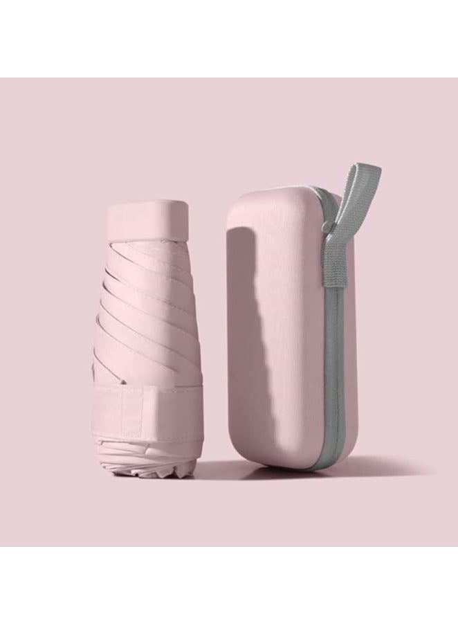 مظلة صغيرة صغيرة مع حقيبة، مظلة صغيرة مدمجة للأشعة فوق البنفسجية للشمس والمطر، مظلة شمسية مقاومة للرياح مع حماية من الأشعة فوق البنفسجية بنسبة 99%، تصميم خفيف الوزن مثالي للسفر - Image 1