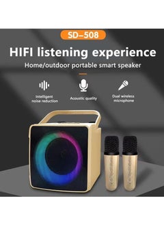 SDRD SD508 Home Karaoke Portable Bluetooth Speaker Dual Wireless Microphone White  - Image 2