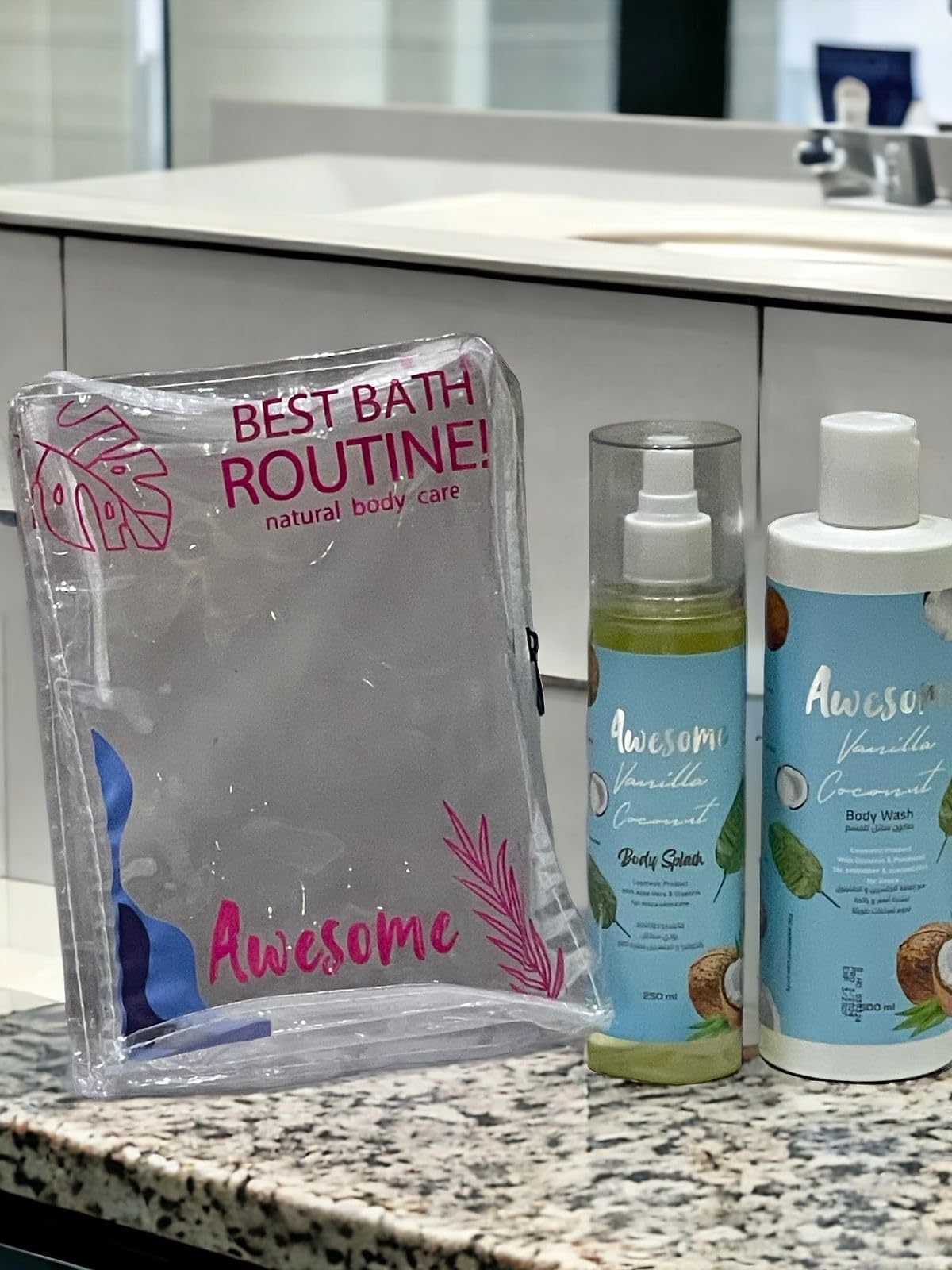 Awesome Awesome Vanilla Coconut Body Wash, Splash and Makeup Bag Set ...