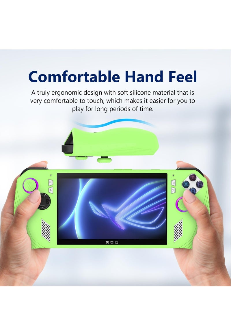 Excefore Protective Case for ASUS Rog Ally, Anti-Slip Shockproof Cover Silicone Case, Protector Case for Asus ROG Ally Handheld Game Accessories(Glow Green) - Image 4