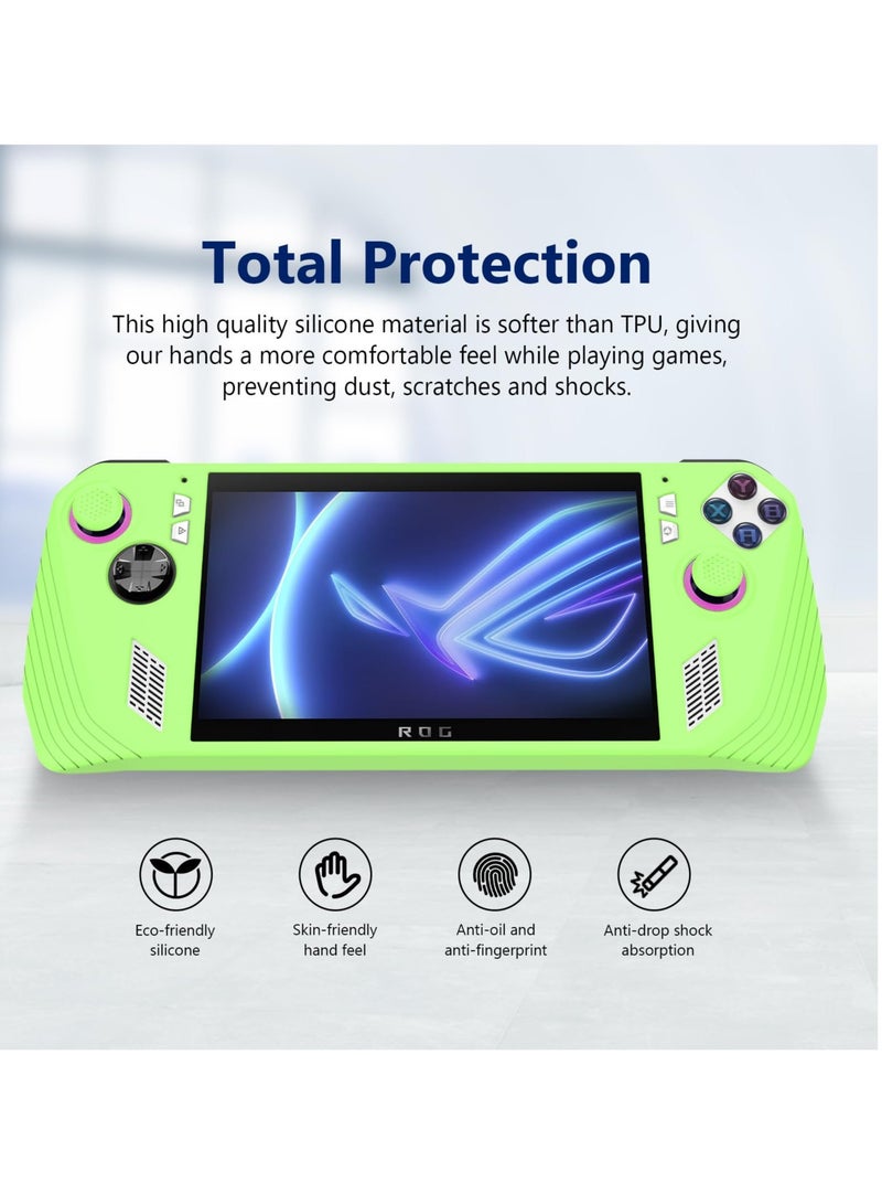 Excefore Protective Case for ASUS Rog Ally, Anti-Slip Shockproof Cover Silicone Case, Protector Case for Asus ROG Ally Handheld Game Accessories(Glow Green) - Image 2