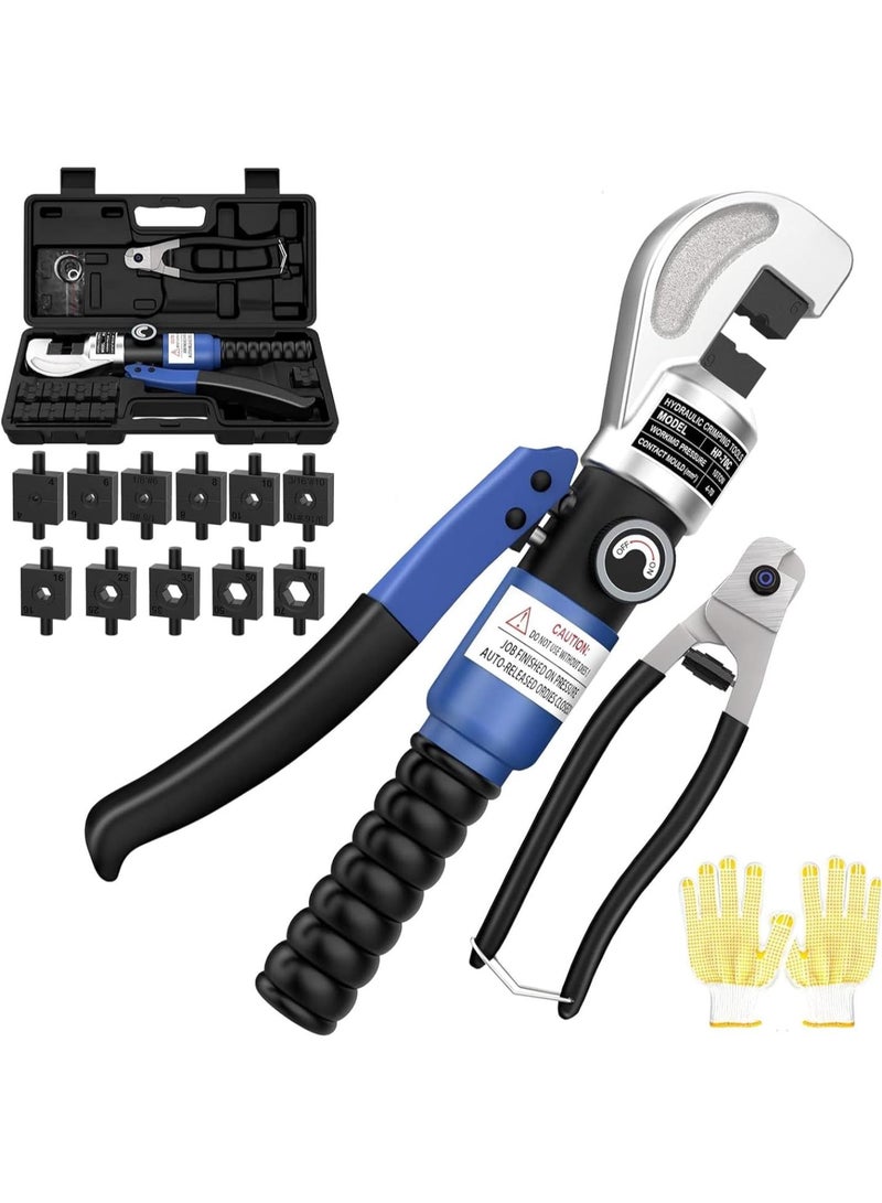 GGOOT 10 Ton Hydraulic Crimping Tool and Cable Cutter, Hydraulic Wire Battery Cable Lug Terminal Crimper Crimping Tool with 11 Dies, Wire Swaging Tool for 1/8" to 3/16" Cable Railing Hardware  - Image 1
