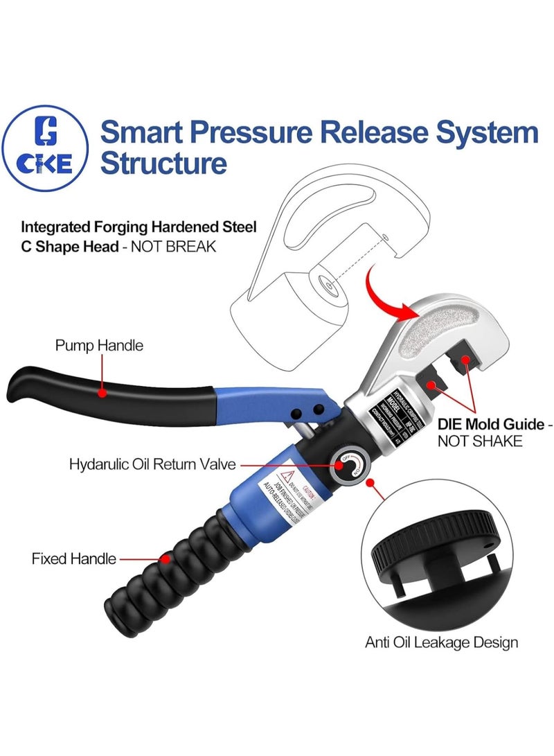 GGOOT 10 Ton Hydraulic Crimping Tool and Cable Cutter, Hydraulic Wire Battery Cable Lug Terminal Crimper Crimping Tool with 11 Dies, Wire Swaging Tool for 1/8" to 3/16" Cable Railing Hardware  - Image 3