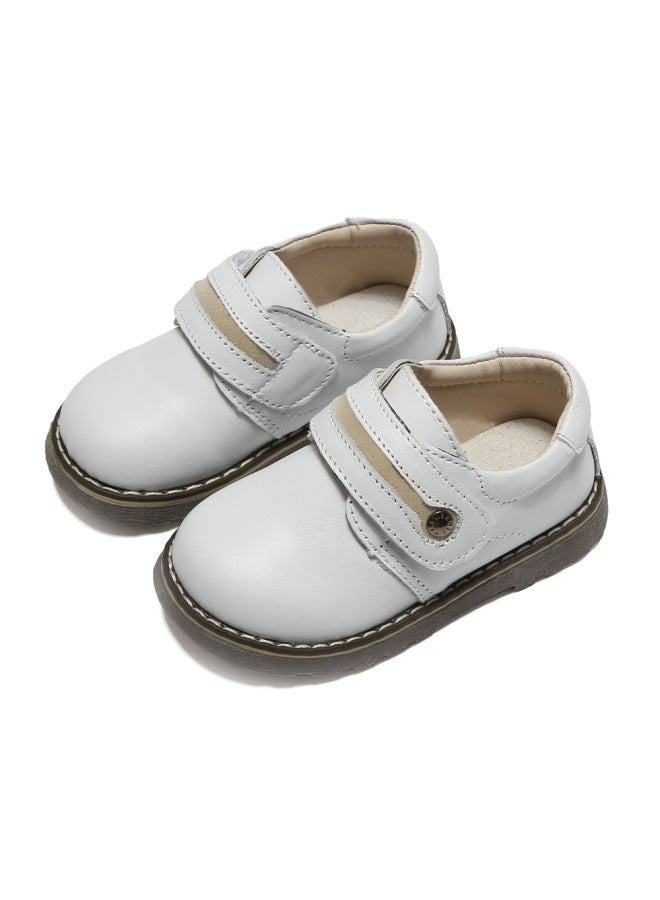 New Fashionable Boys' Genuine Leather Student Shoes, Wear-resistant, Non-slip, Loose-fitting Kindergarten School Shoes, Children's Performance Shoes, Flat