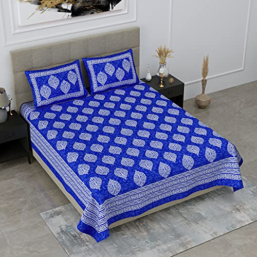 SheetKart - Motif Glitz 144 TC 100% Cotton Double Bedsheet King Size with 2 Pillow Covers, Paradise Blue - Image 3