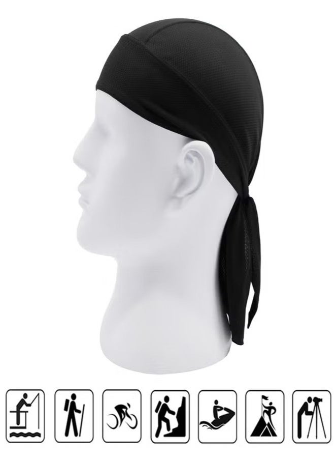 Ailily 4 Pieces Sweat Wicking Beanie Cap Cooling Skull Cap Pirate Hat Bandana Head Wrap Summer Caps for Women Men Outdoor Activities - Image 2