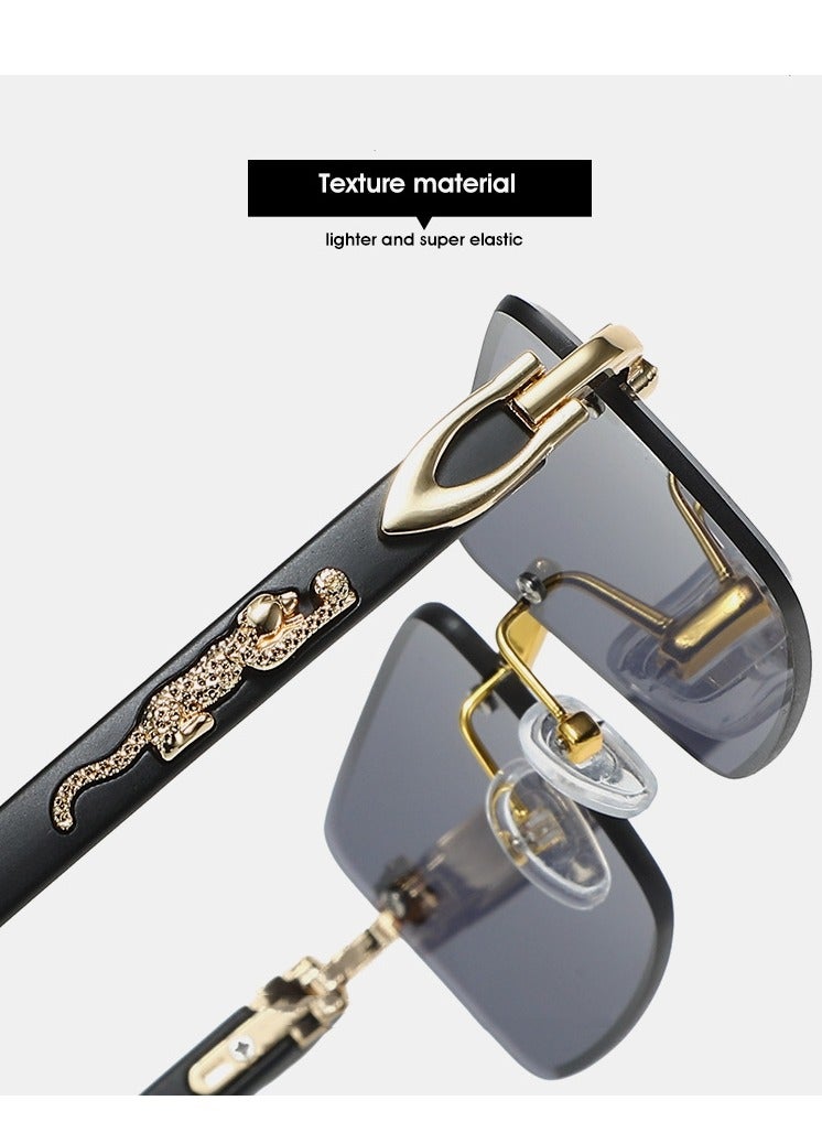 Rectangle Fashion Rimless Sunglasses for Women Men Gangster 90s Frameless Shades Retro Vintage Trendy - Image 3