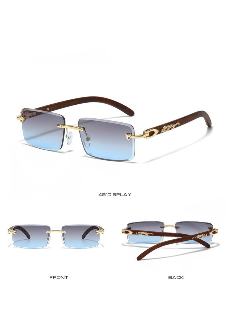 Rectangle Fashion Rimless Sunglasses for Women Men Gangster 90s Frameless Shades Retro Vintage Trendy - Image 2