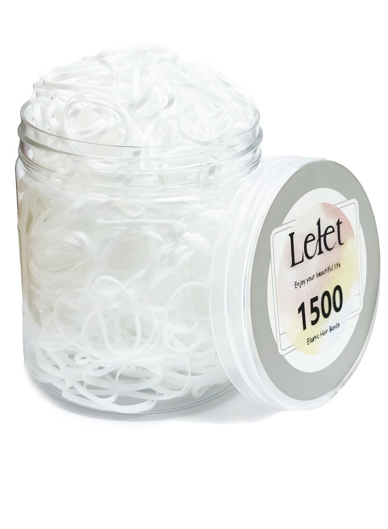 Lelet 1500 Pcs White Mini Elastic Hair Ties – Soft Rubber Bands for Baby Girls & Kids | No Pull Ponytail Holders | Gentle, Durable Polybands - Image 1