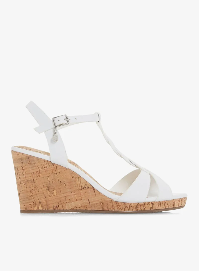 Dune London Koala Weave Leather Wedge Heel Sandals