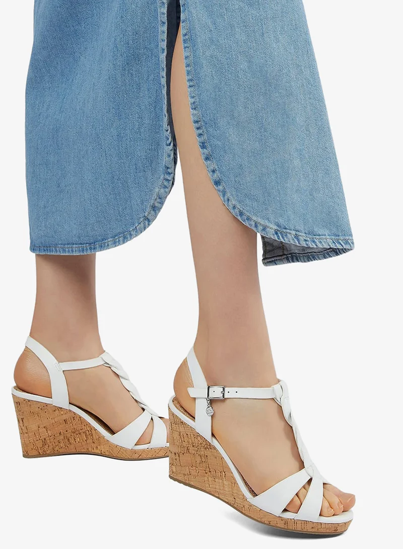 Dune London Koala Weave Leather Wedge Heel Sandals