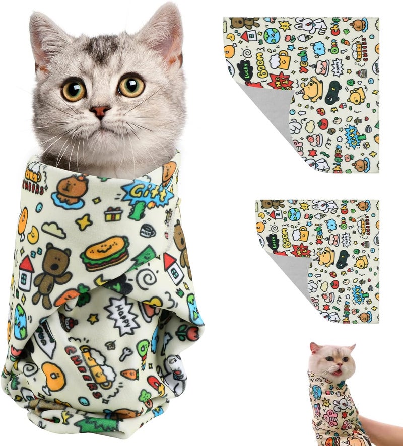 KASTWAVE Cat Grooming Wrap, Fabric Cat Restraint Wrap, Self-Adherent, Anti-Bite, Anti-Scratch, Anti-Escape Calming Wrap for Medicine, Nail Clipping- Multifunctional Pet Tool (L) - Image 1